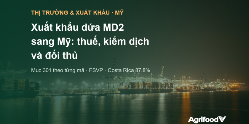 Xuất khẩu dứa MD2 sang Mỹ: chưa mở cửa cho quả tươi, thuế, an toàn thực phẩm và đối thủ