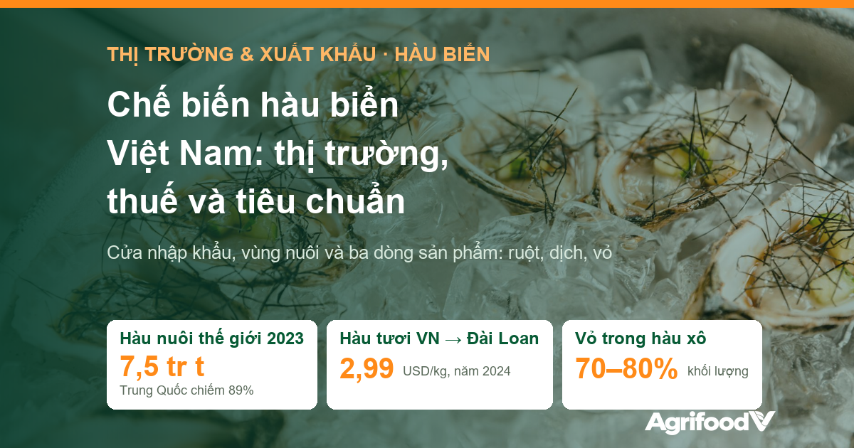 Chế biến hàu biển Việt Nam: thị trường, thuế, tiêu chuẩn và sản phẩm giá trị gia tăng