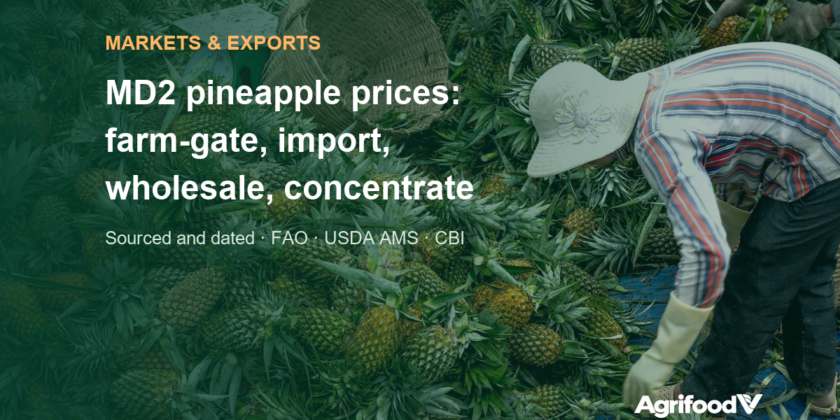 MD2 pineapple prices: Vietnam farm-gate, import, wholesale and concentrate