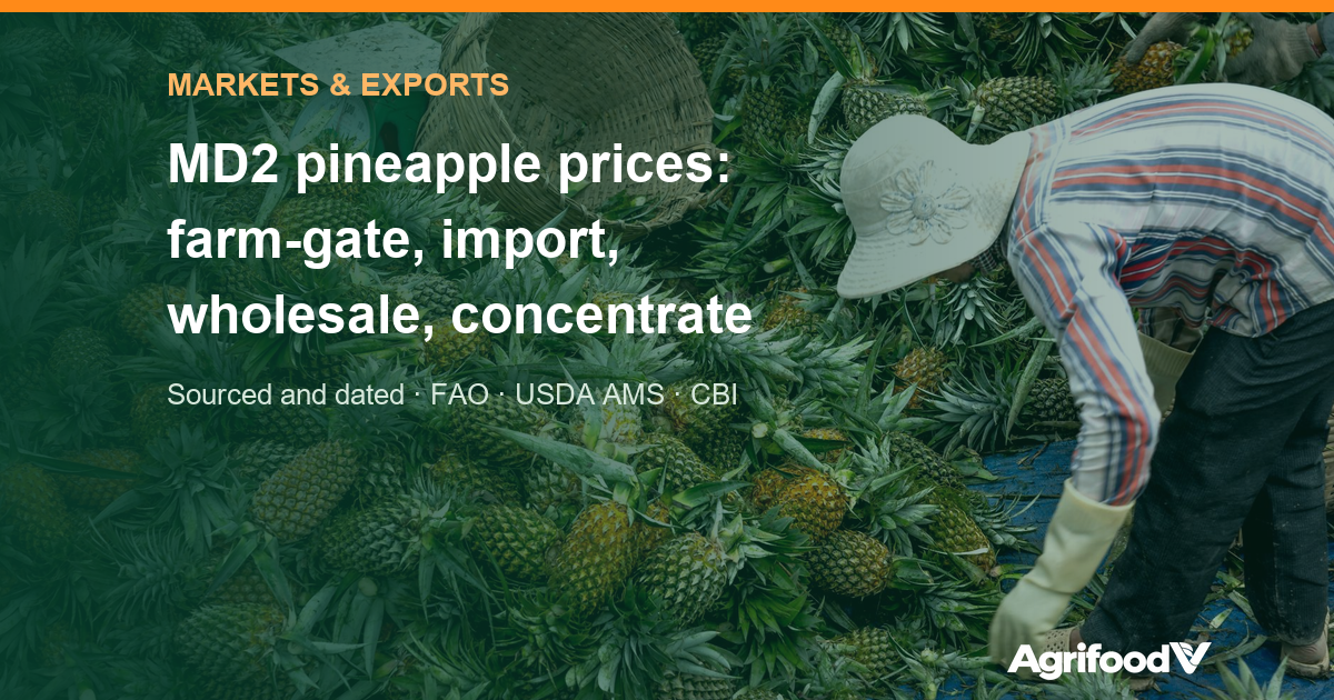 MD2 pineapple prices: Vietnam farm-gate, import, wholesale and concentrate