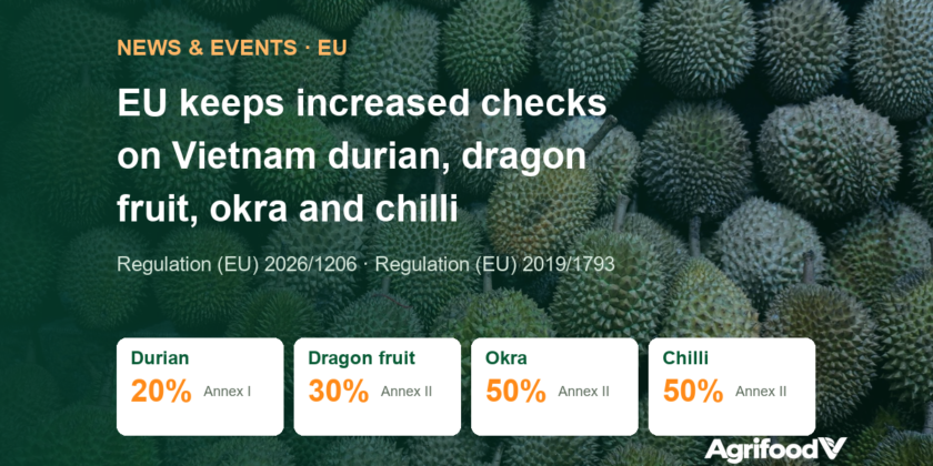 EU keeps increased controls on Vietnamese durian, dragon fruit, okra and chilli