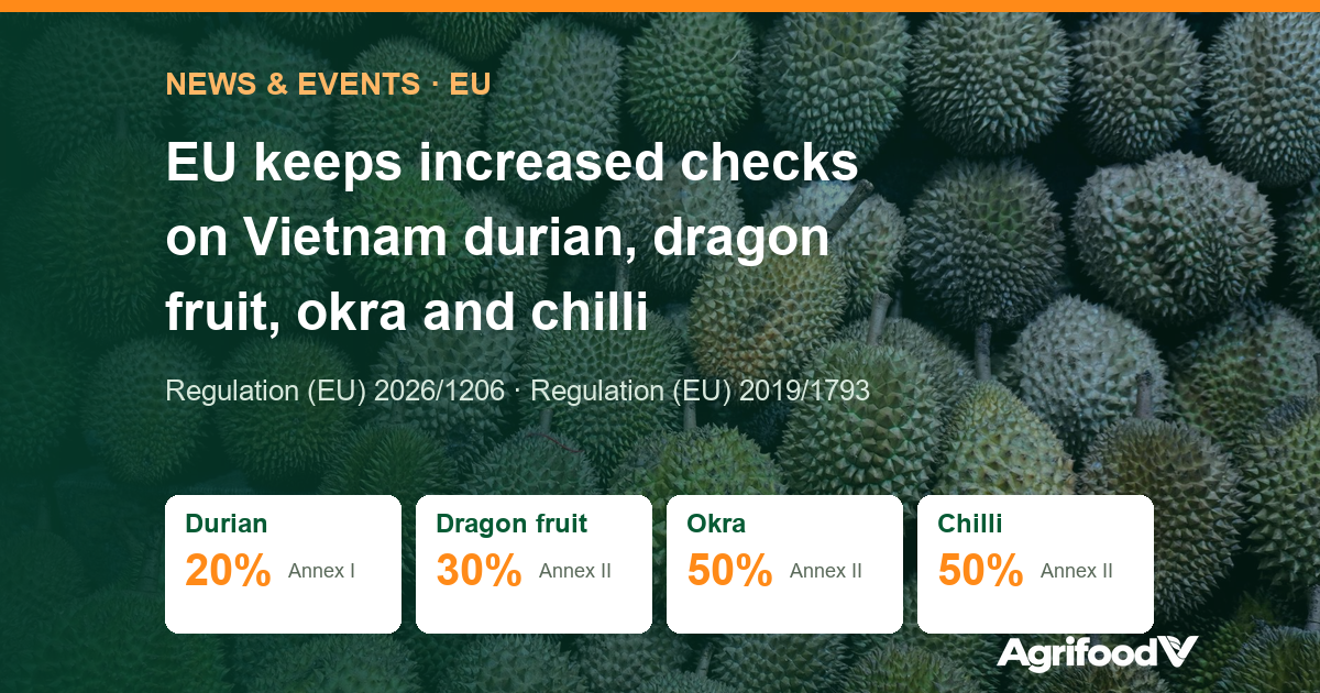 EU keeps increased controls on Vietnamese durian, dragon fruit, okra and chilli