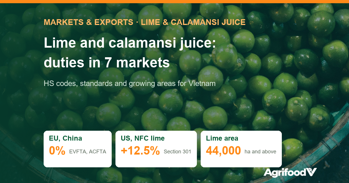 Vietnam Lime and Calamansi Juice Exports: Tariffs, Standards, Growing Areas