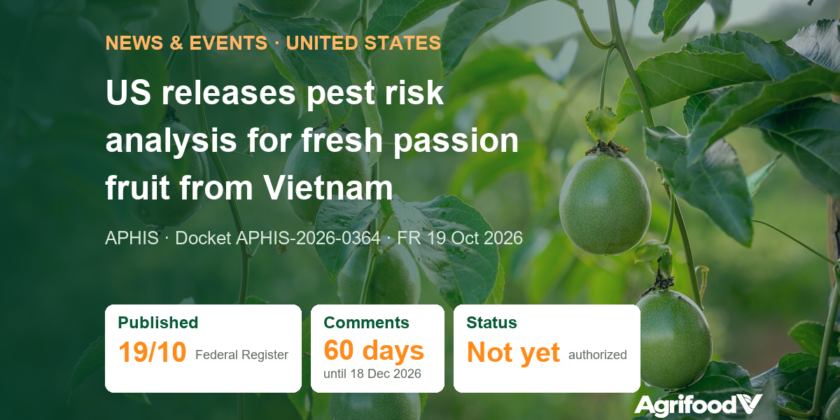 US releases pest risk analysis for fresh passion fruit from Vietnam